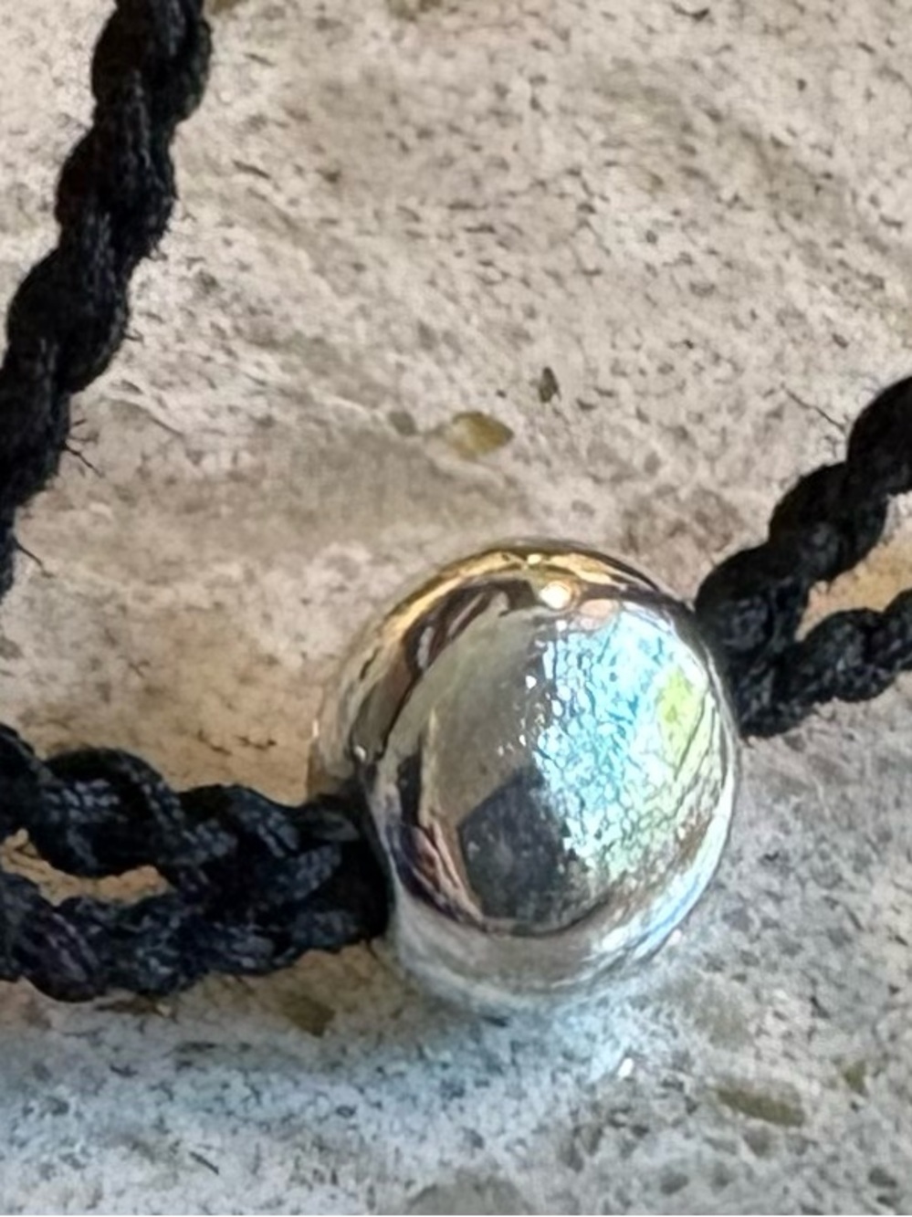 Links of London Friendship adjustable 925 silver and Black silk Bracelet HTF - Picture 4 of 5